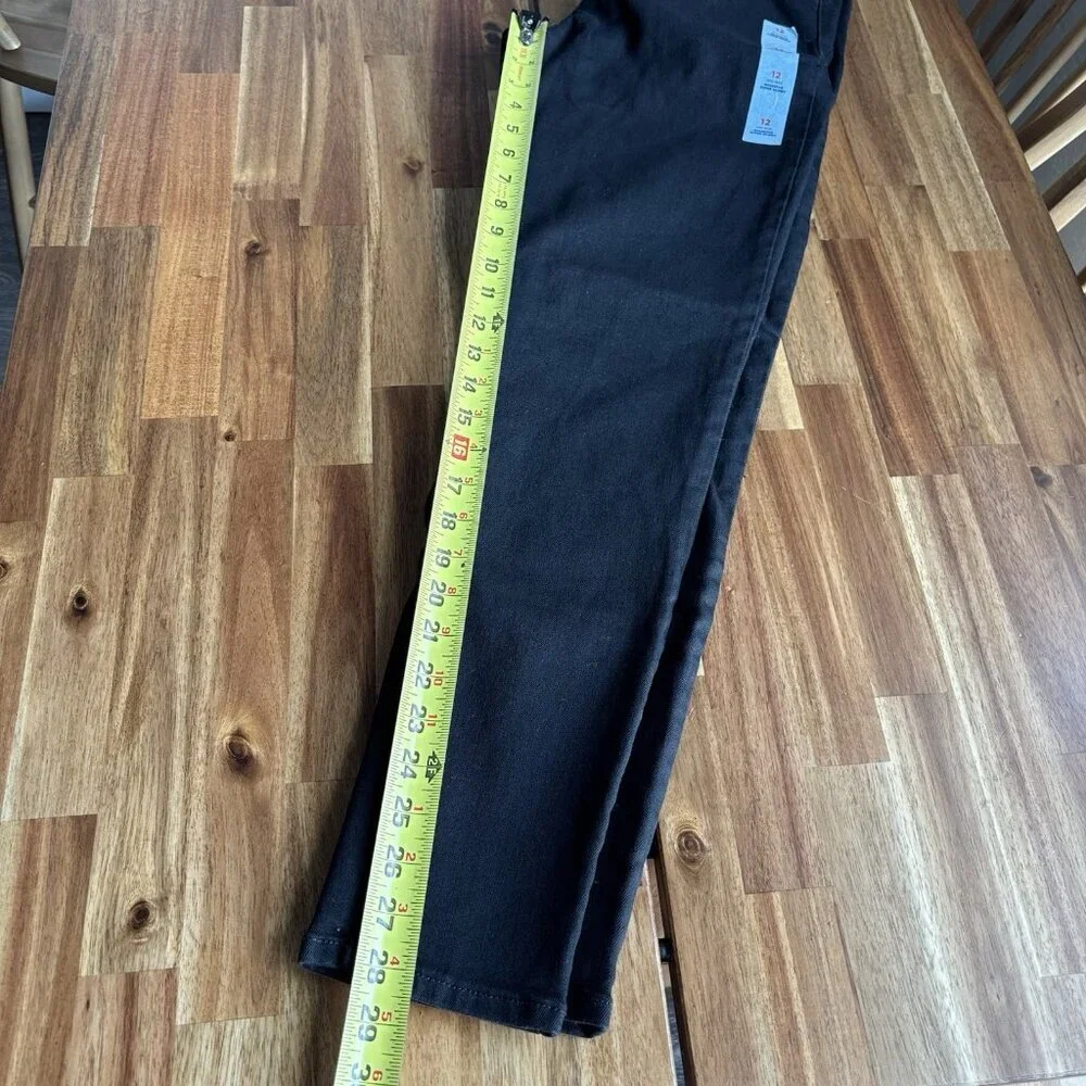 Old Navy Womens Sz 12 Mid‎ Rise Rockstar Super Skinny Black Jeans NWT Casual NWT